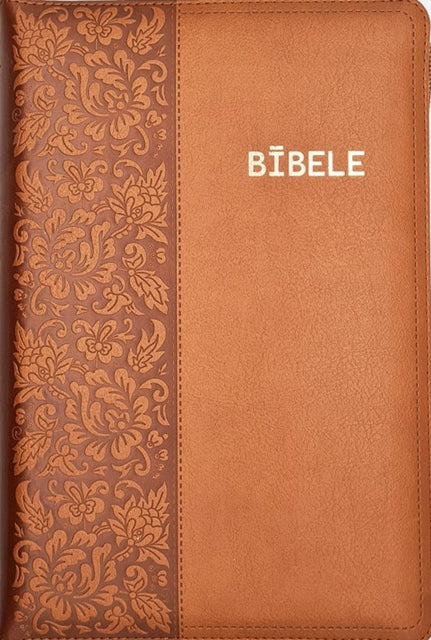 Bībele R65 ar rāvējslēdzēju (brūna ar ziediem)